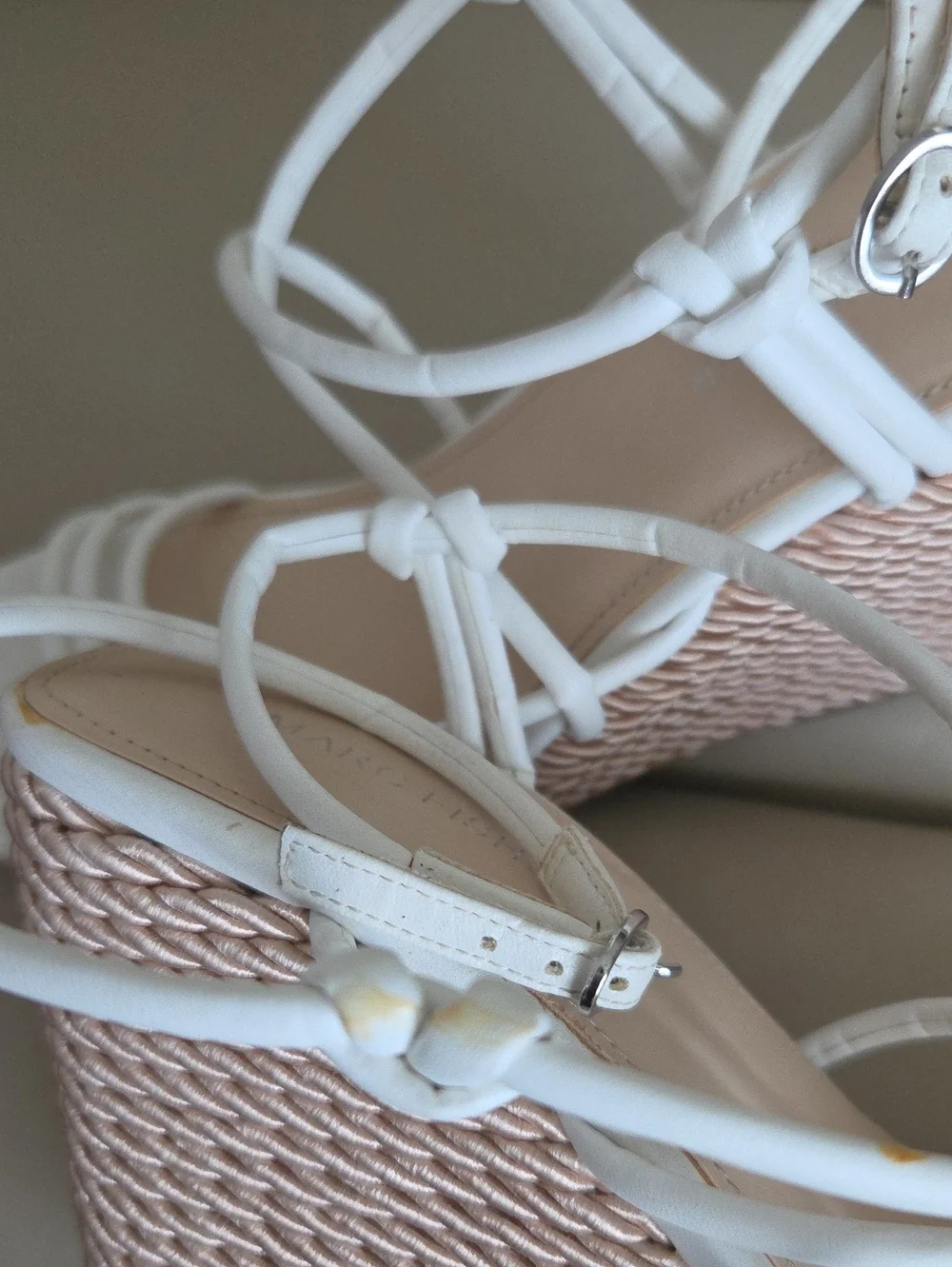 Marc Fisher White Strappy Wedge Sandals